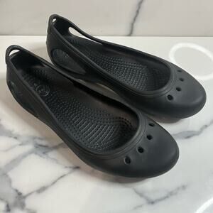 CROCS Women's Black Comfort Slip-On Kadee Flats Sz 6 Waterproof Minimalist